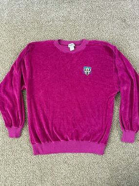 Vintage Stanfields Velour Crewneck Sweatshirt Embroidered Crest Size L USA Made